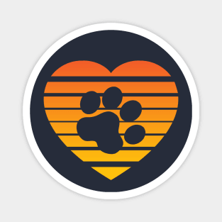 Cat Paw Heart Valentine - Orange Gradient Magnet